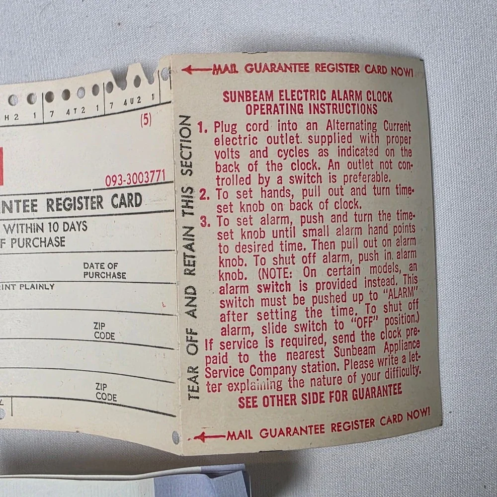 Sunbeam electric alarm